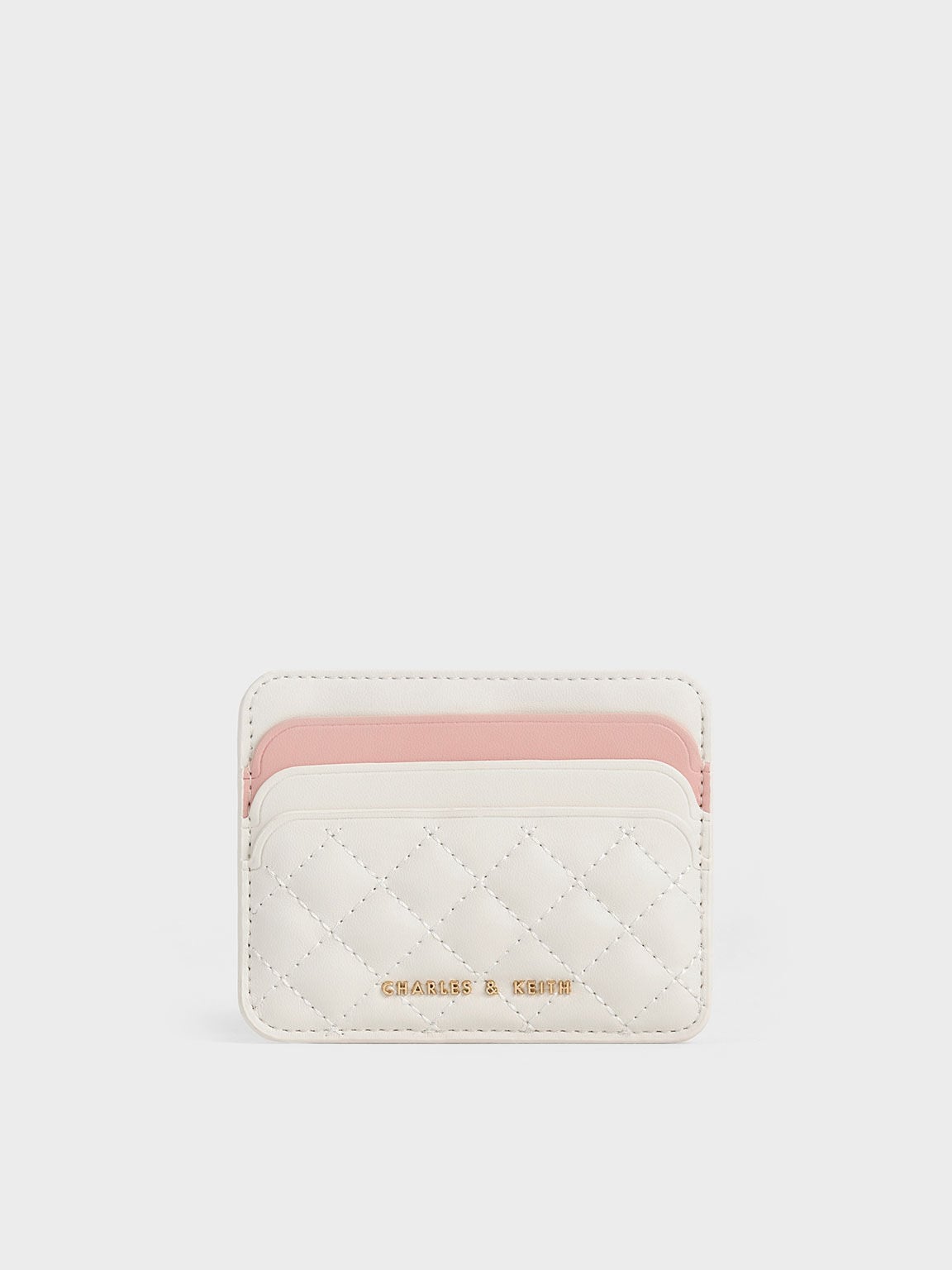 CHARLES & KEITH Featured / Cleo Two-Tone Quilted Card Holder - Cream