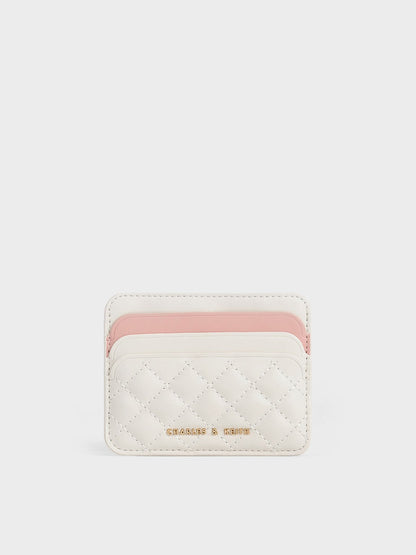 CHARLES & KEITH Featured / Cleo Two-Tone Quilted Card Holder - Cream