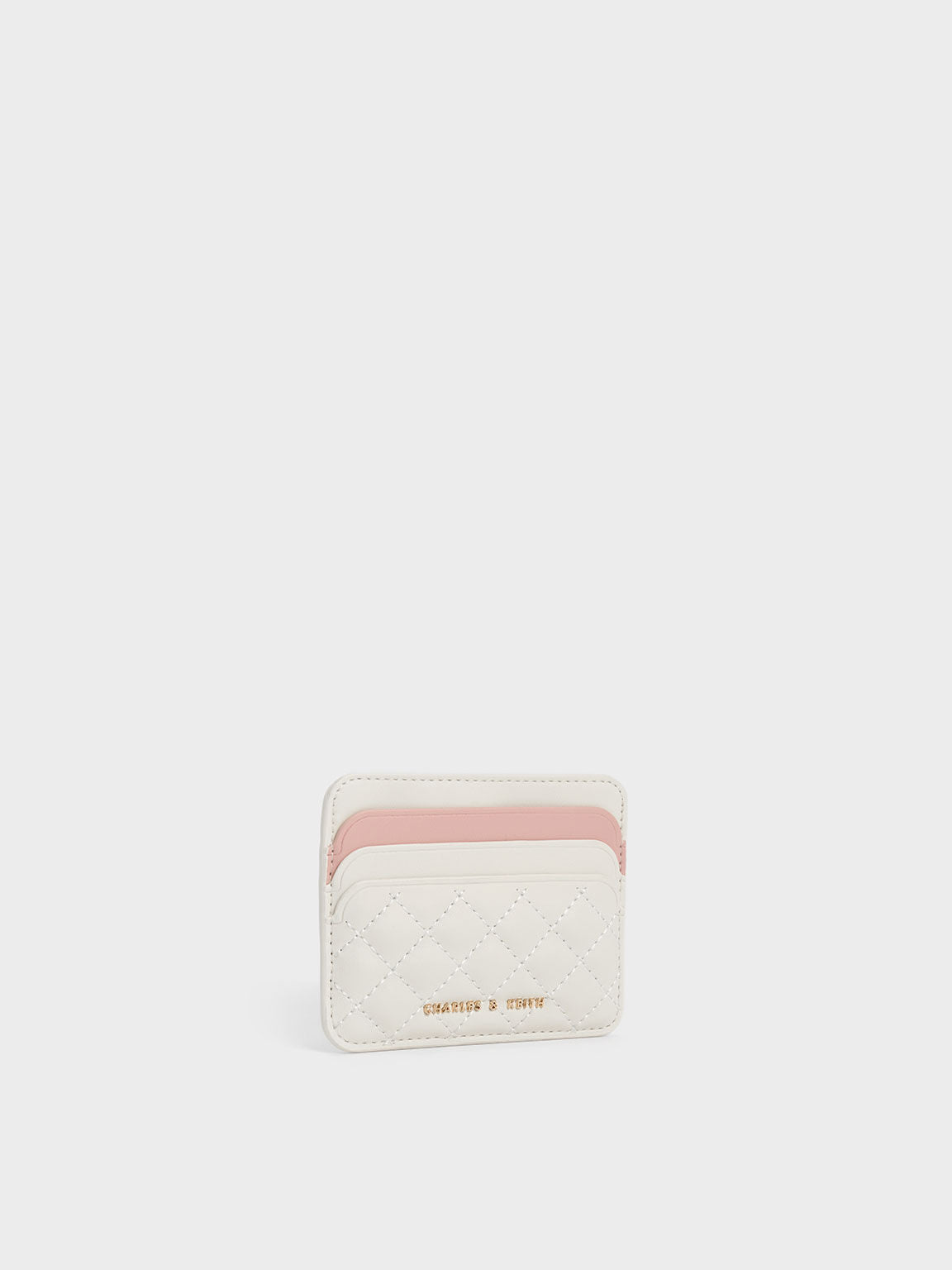 CHARLES & KEITH Featured / Cleo Two-Tone Quilted Card Holder - Cream