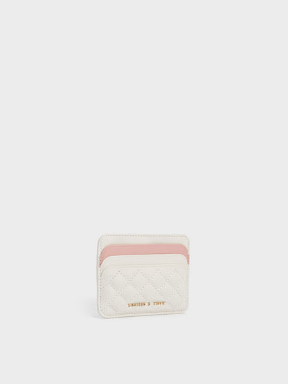 CHARLES & KEITH Featured / Cleo Two-Tone Quilted Card Holder - Cream