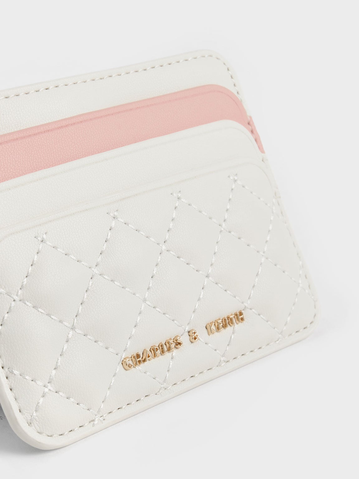 CHARLES & KEITH Featured / Cleo Two-Tone Quilted Card Holder - Cream