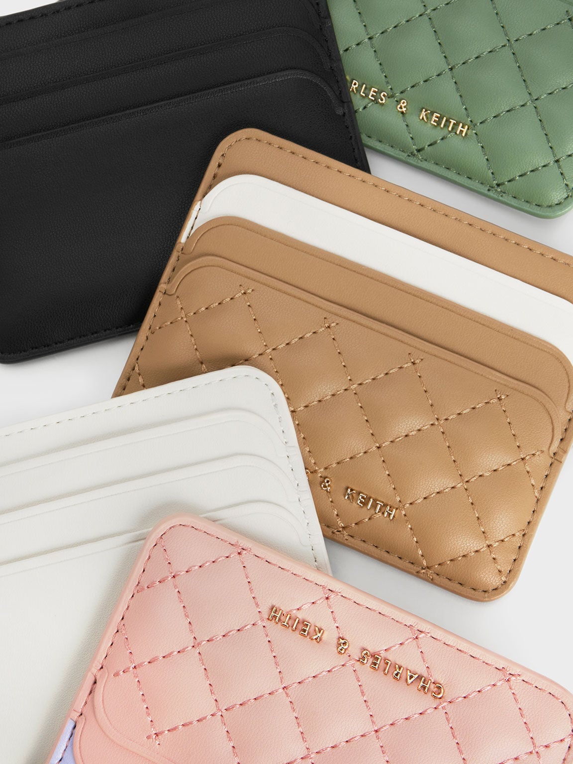 CHARLES & KEITH Featured / Cleo Two-Tone Quilted Card Holder - Cream