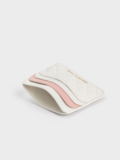 CHARLES & KEITH Featured / Cleo Two-Tone Quilted Card Holder - Cream