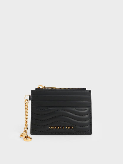 CHARLES & KEITH Best Price / Aubrielle Wavy-Stitch Card Holder - Black