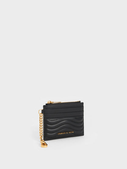 CHARLES & KEITH Best Price / Aubrielle Wavy-Stitch Card Holder - Black