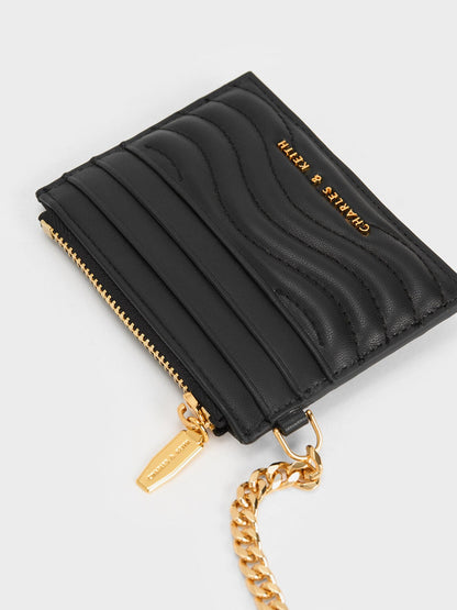 CHARLES & KEITH Best Price / Aubrielle Wavy-Stitch Card Holder - Black