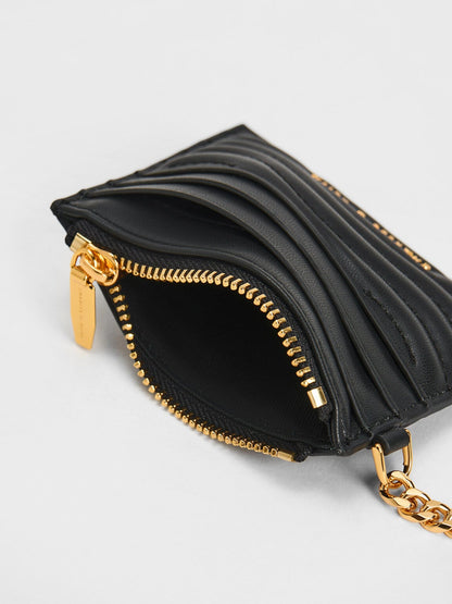 CHARLES & KEITH Best Price / Aubrielle Wavy-Stitch Card Holder - Black