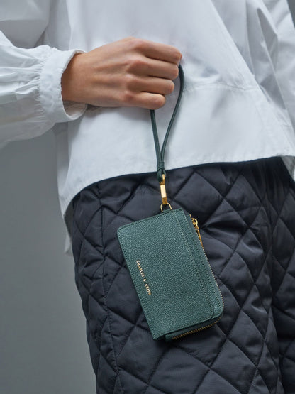 CHARLES & KEITH Best Seller / Multi-Slot Wristlet Card Holder - Dark Green