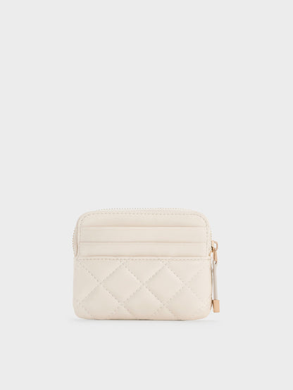 CHARLES & KEITH Discount / Alva Quilted Top-Zip Card Holder - Cream