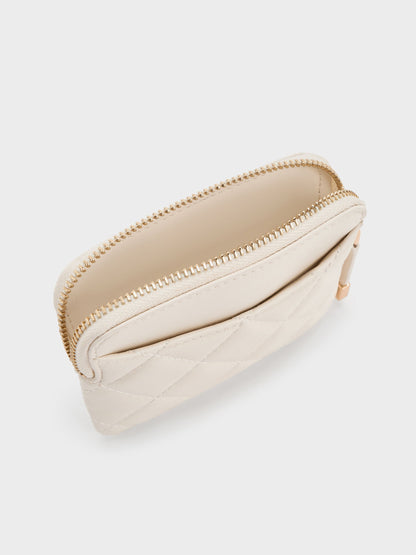 CHARLES & KEITH Discount / Alva Quilted Top-Zip Card Holder - Cream