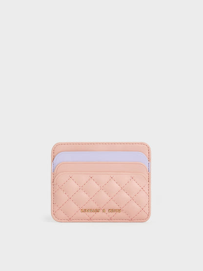 CHARLES & KEITH Hot Sale / Cleo Two-Tone Quilted Card Holder - Pink