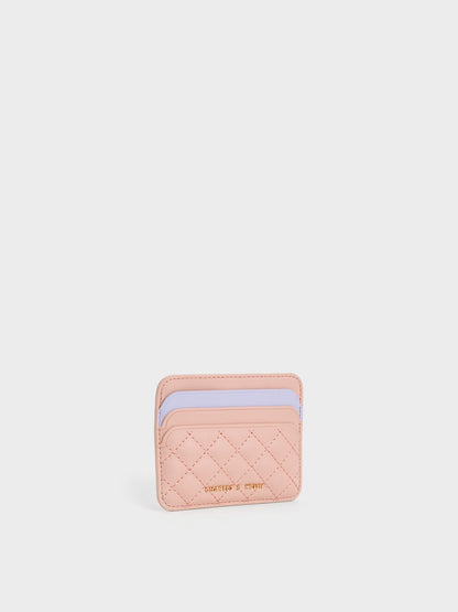 CHARLES & KEITH Hot Sale / Cleo Two-Tone Quilted Card Holder - Pink