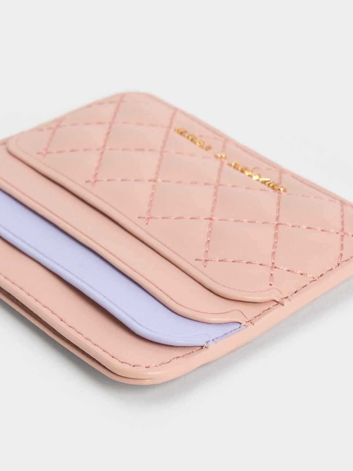 CHARLES & KEITH Hot Sale / Cleo Two-Tone Quilted Card Holder - Pink