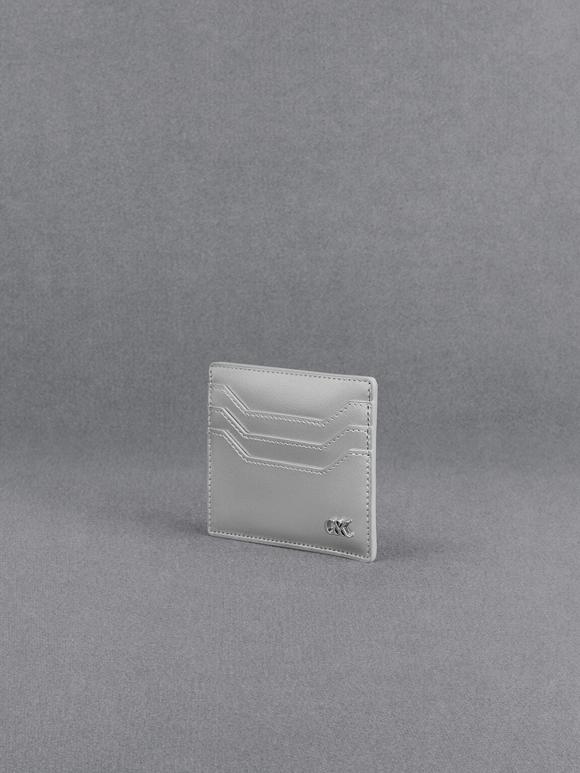 CHARLES & KEITH Deals / Carli Metallic Leather Multi-Slot Card Holder - Silver