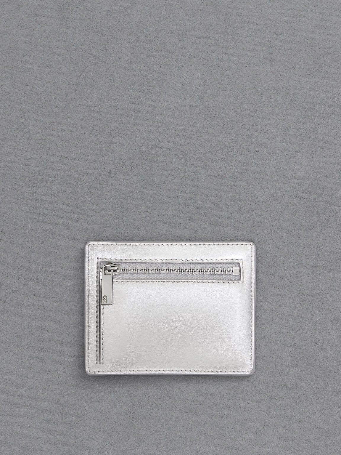 CHARLES & KEITH Deals / Carli Metallic Leather Multi-Slot Card Holder - Silver