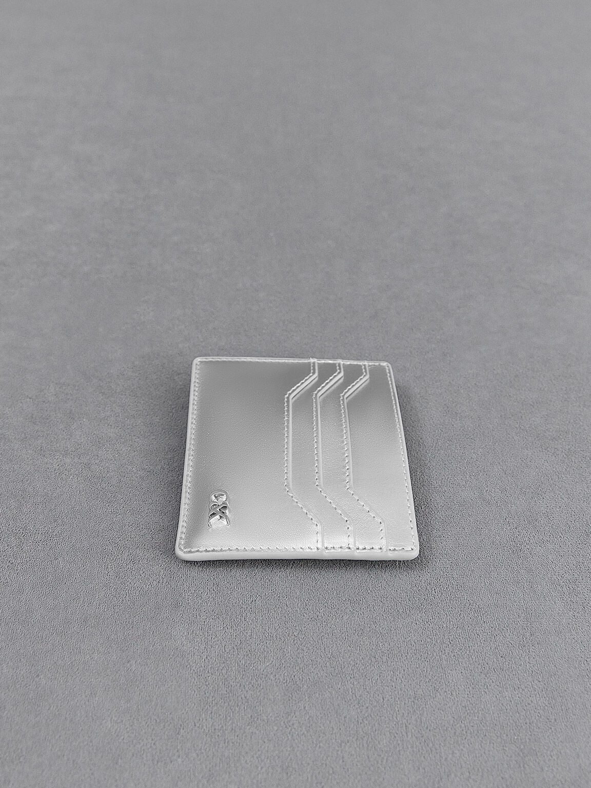 CHARLES & KEITH Deals / Carli Metallic Leather Multi-Slot Card Holder - Silver