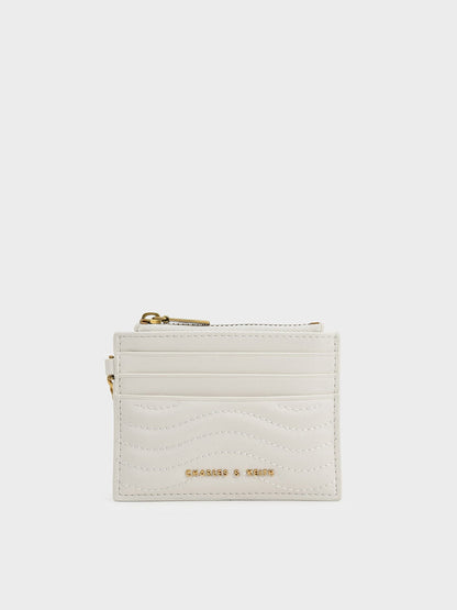 CHARLES & KEITH Quality / Aubrielle Wavy-Stitch Card Holder - Cream