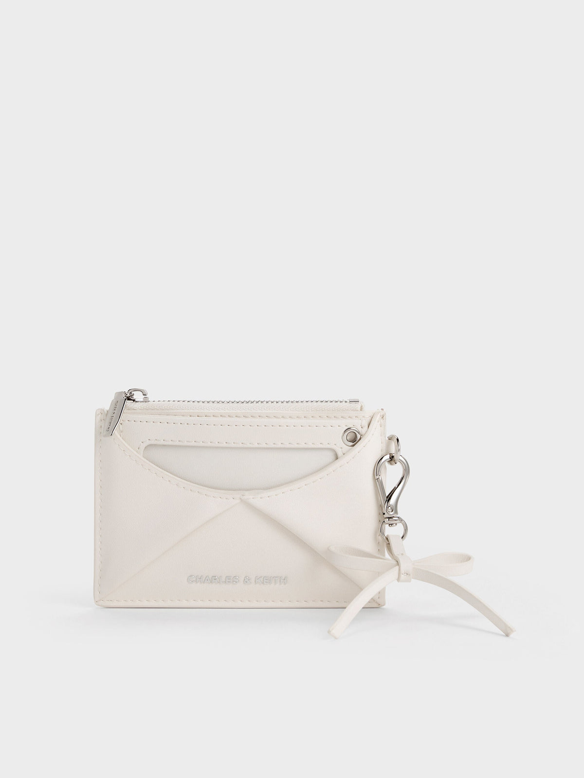 CHARLES & KEITH Essential / Hazel Bow Panelled Card Holder - Cream