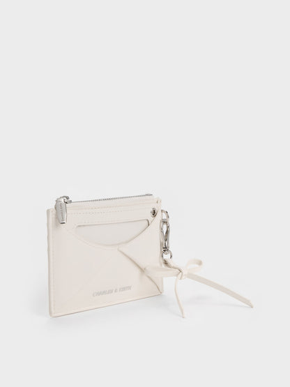 CHARLES & KEITH Essential / Hazel Bow Panelled Card Holder - Cream