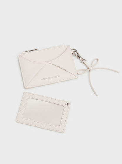 CHARLES & KEITH Essential / Hazel Bow Panelled Card Holder - Cream