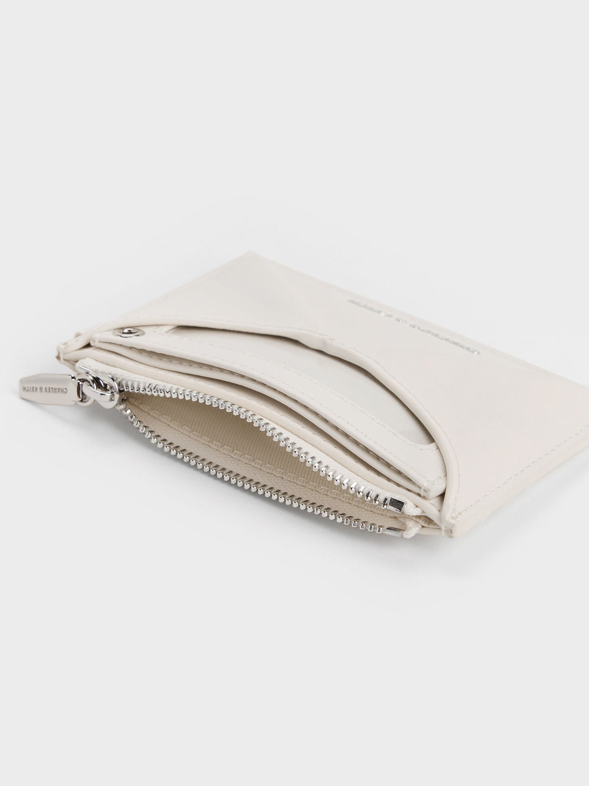 CHARLES & KEITH Essential / Hazel Bow Panelled Card Holder - Cream