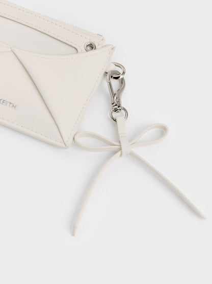 CHARLES & KEITH Essential / Hazel Bow Panelled Card Holder - Cream