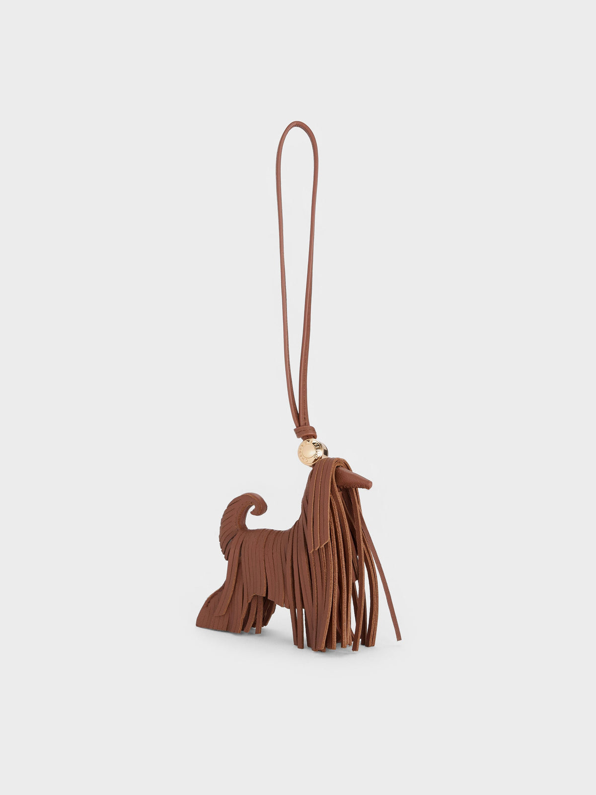CHARLES & KEITH Hot Sale / Leather Fringed Dog Charm - Chocolate