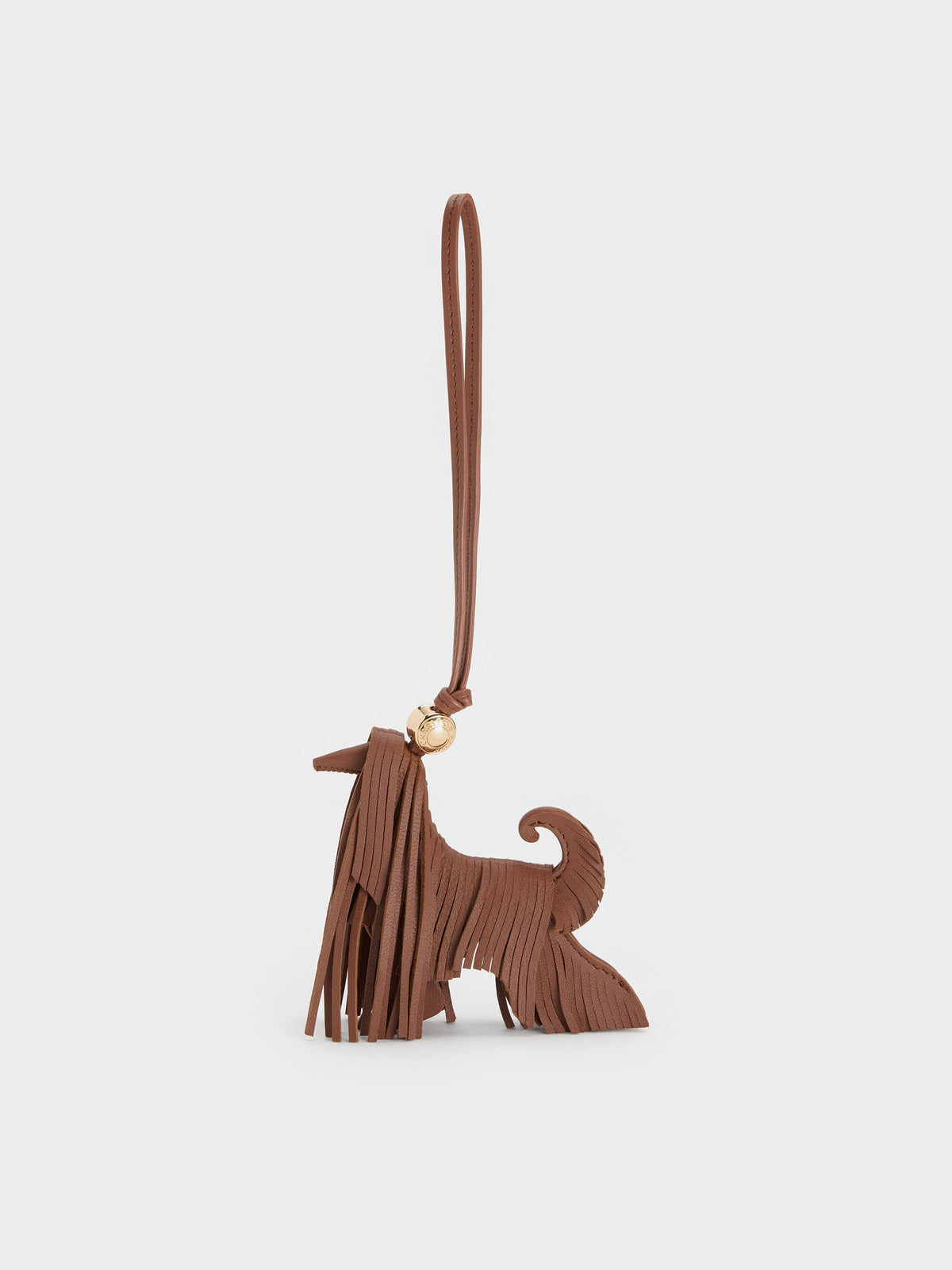 CHARLES & KEITH Hot Sale / Leather Fringed Dog Charm - Chocolate