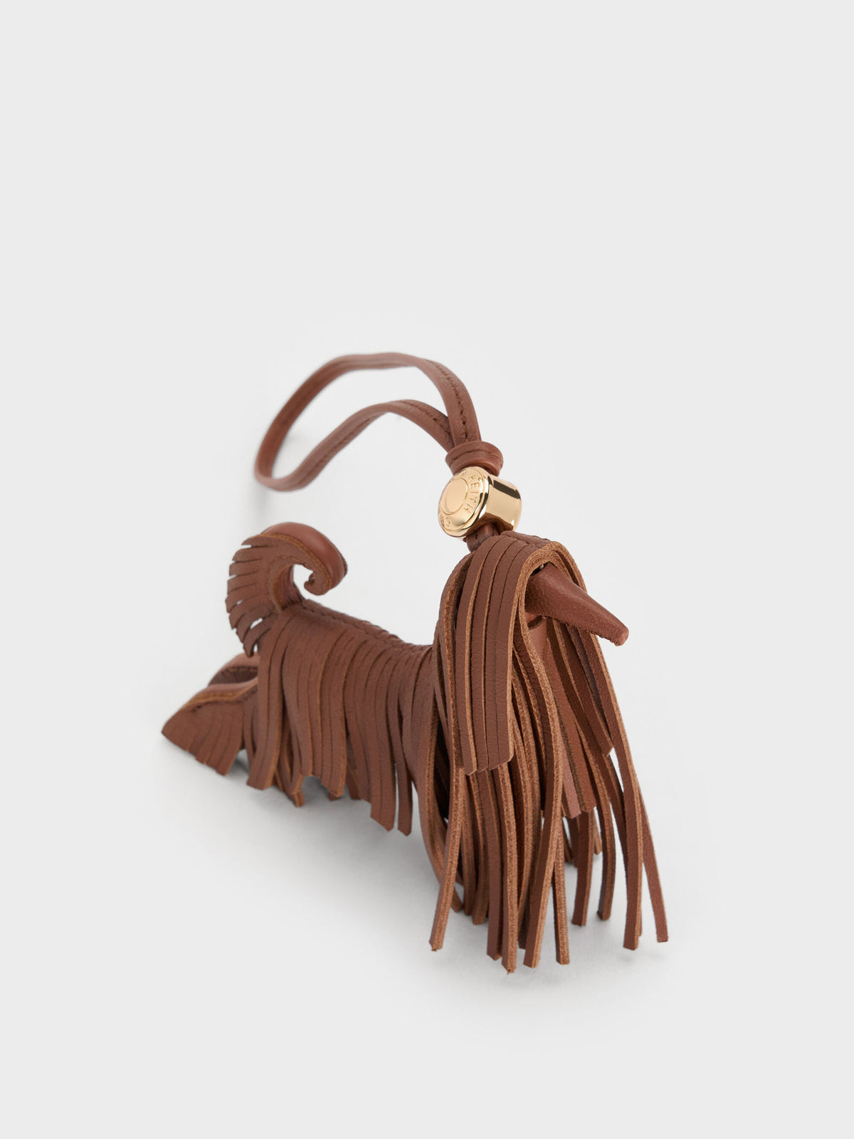 CHARLES & KEITH Hot Sale / Leather Fringed Dog Charm - Chocolate