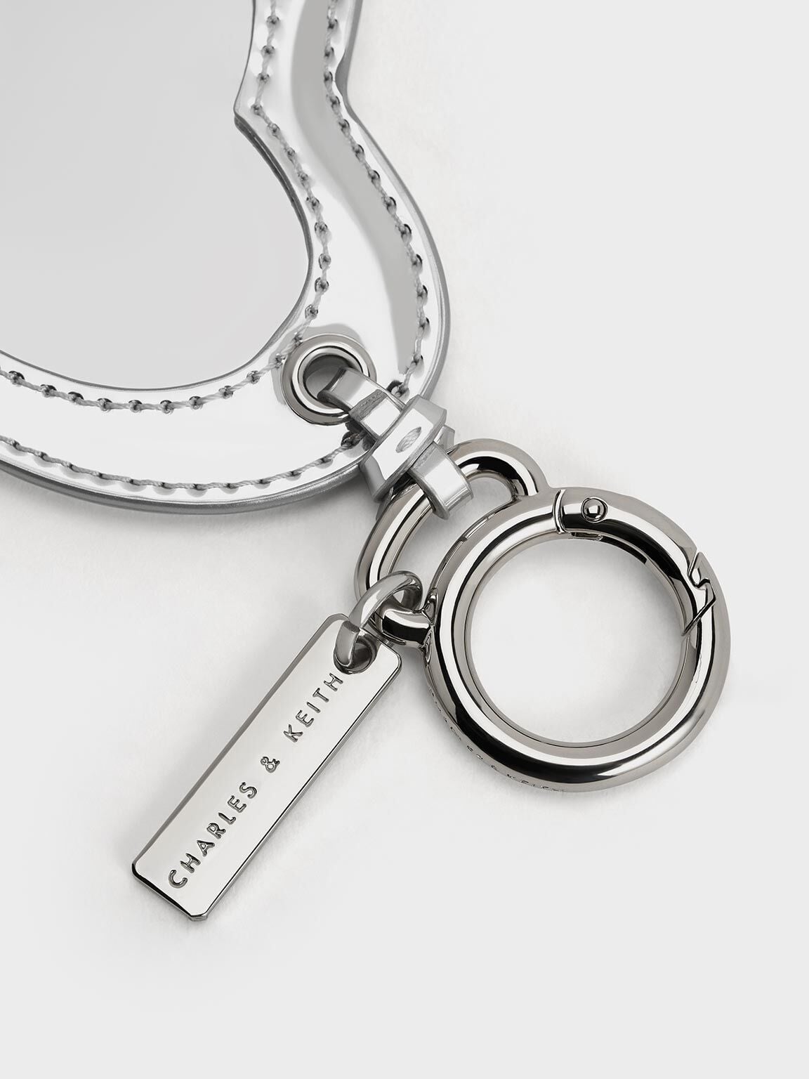 CHARLES & KEITH Exclusive / Metallic Heart Quilted Mirror Charm - Silver