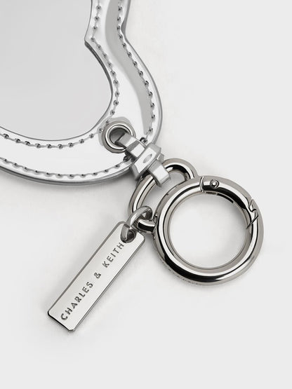 CHARLES & KEITH Exclusive / Metallic Heart Quilted Mirror Charm - Silver