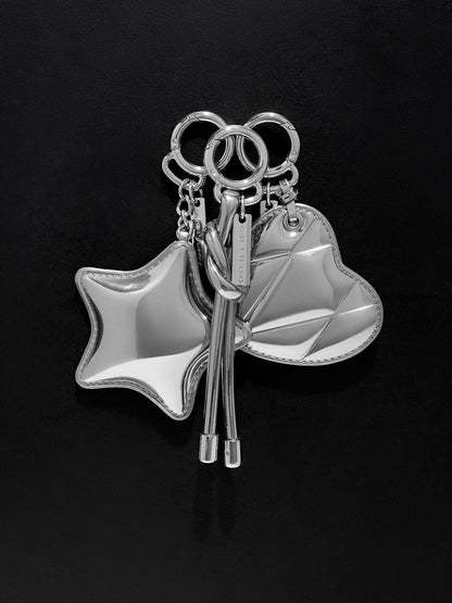 CHARLES & KEITH Exclusive / Metallic Heart Quilted Mirror Charm - Silver