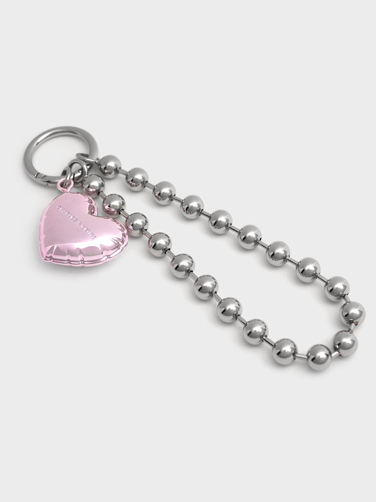 CHARLES & KEITH Everyday / Metallic Heart Beaded Charm - Silver
