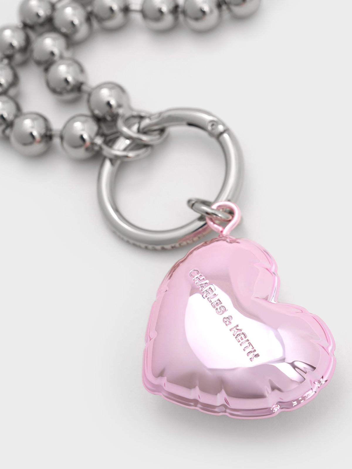 CHARLES & KEITH Everyday / Metallic Heart Beaded Charm - Silver