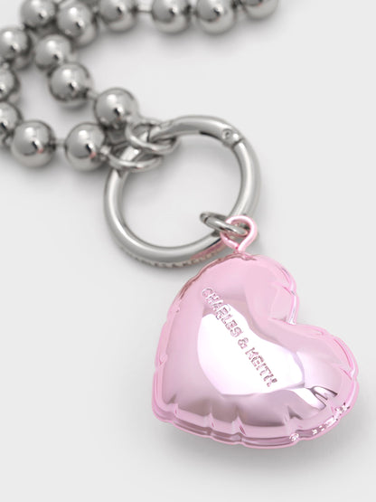 CHARLES & KEITH Everyday / Metallic Heart Beaded Charm - Silver