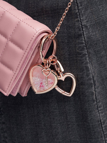 CHARLES & KEITH Essential / Heart Lock Crystal Keychain - Rose Gold
