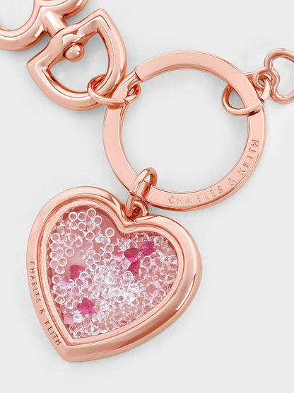 CHARLES & KEITH Essential / Heart Lock Crystal Keychain - Rose Gold