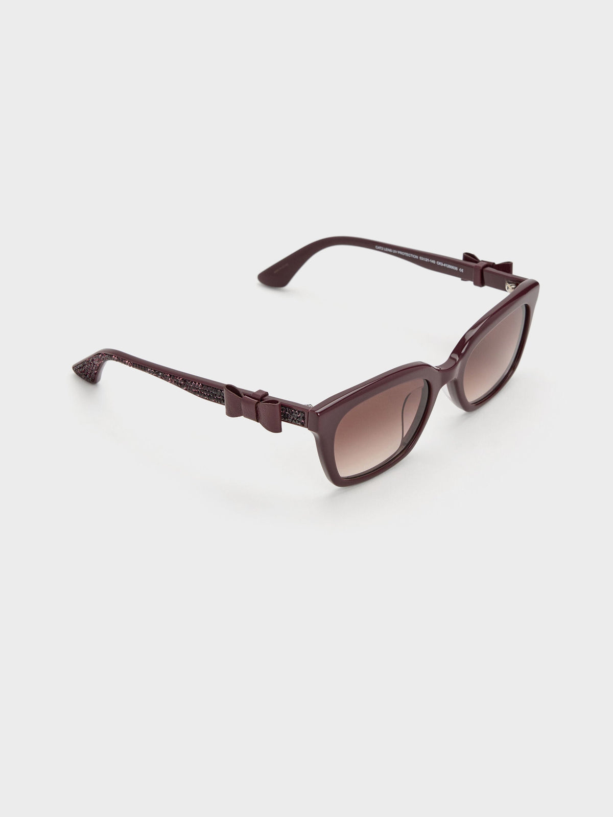 CHARLES & KEITH New / Tanya Bow Rectangular Sunglasses - Wineberry Red