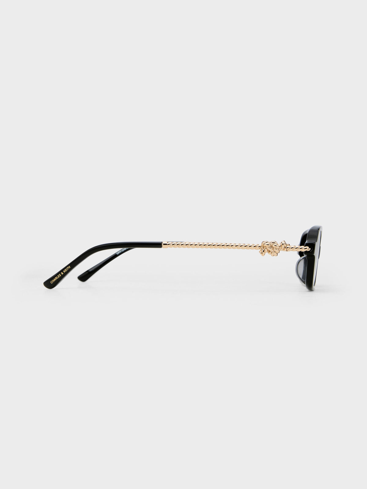 CHARLES & KEITH Premium / Sable Knot Rectangular Sunglasses - Black