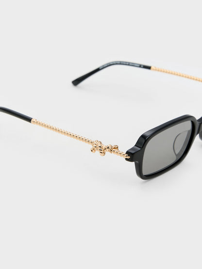 CHARLES & KEITH Premium / Sable Knot Rectangular Sunglasses - Black