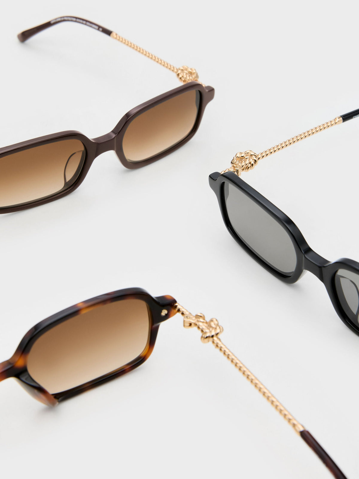 CHARLES & KEITH Premium / Sable Knot Rectangular Sunglasses - Black