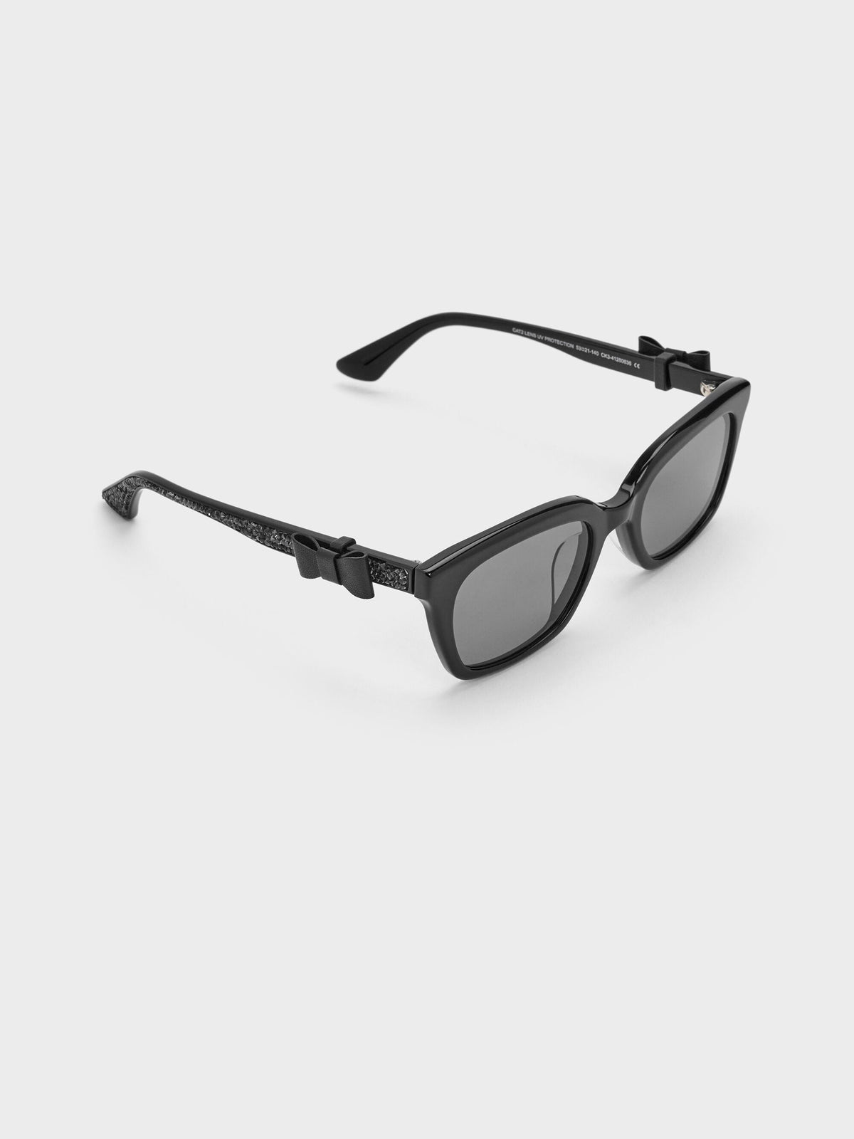 CHARLES & KEITH Everyday / Tanya Bow Rectangular Sunglasses - Jet Black