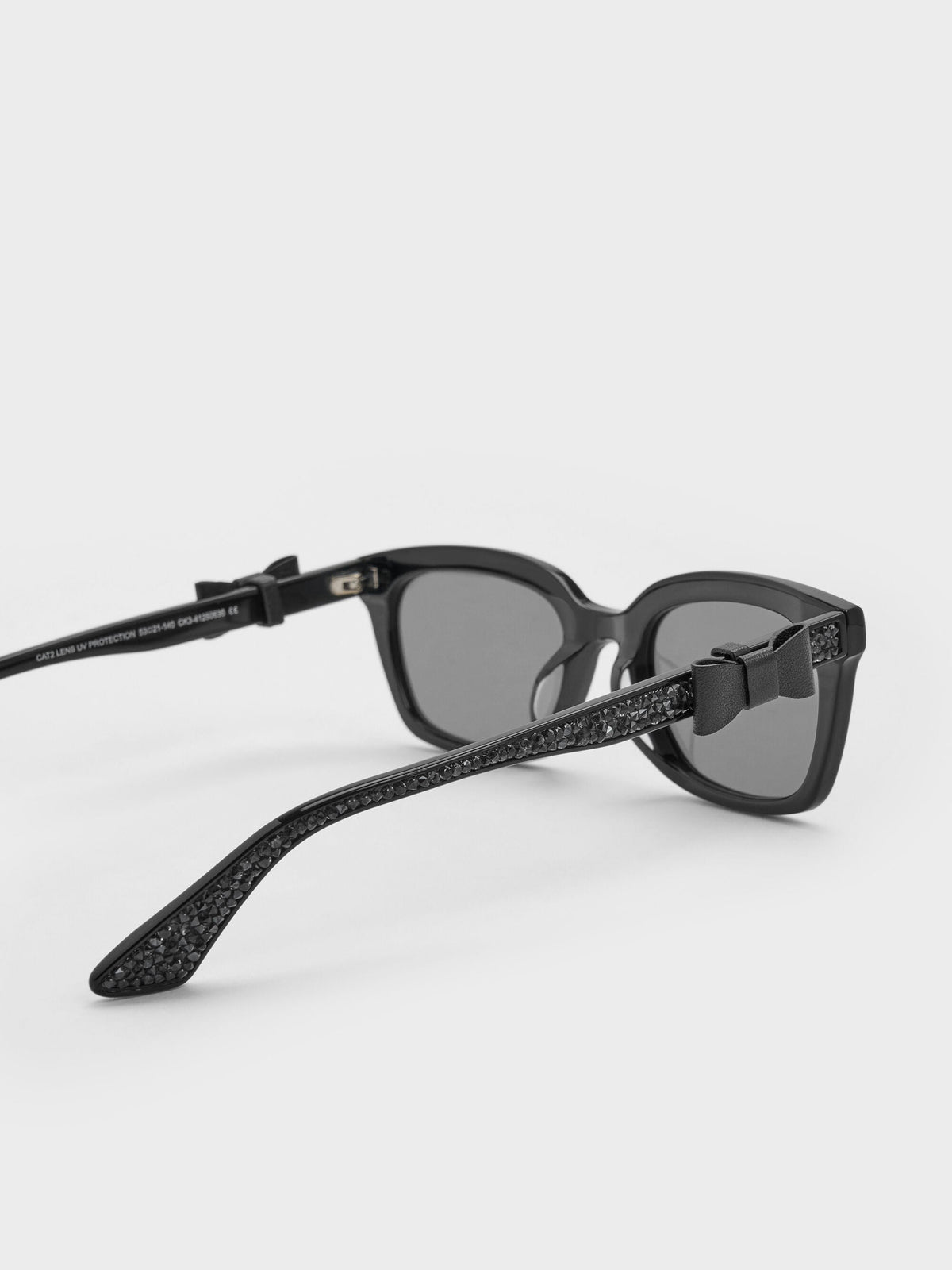 CHARLES & KEITH Everyday / Tanya Bow Rectangular Sunglasses - Jet Black