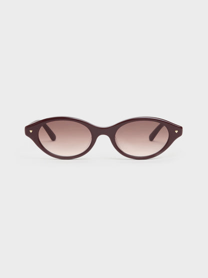 CHARLES & KEITH Sale / Pecola Oval Sunglasses - Wineberry Red