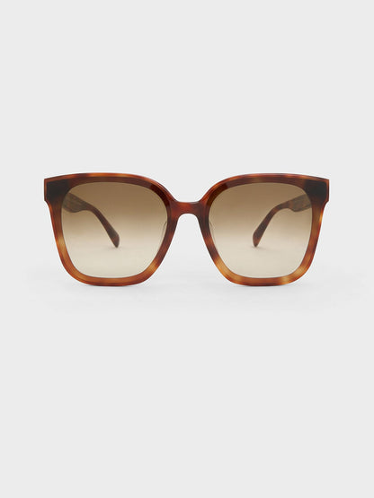 CHARLES & KEITH Essential / Gabine Tortoiseshell Oversized Butterfly Sunglasses - T. Shell