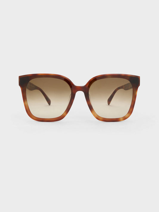 CHARLES & KEITH Essential / Gabine Tortoiseshell Oversized Butterfly Sunglasses - T. Shell