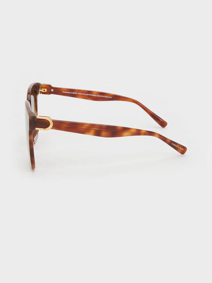 CHARLES & KEITH Essential / Gabine Tortoiseshell Oversized Butterfly Sunglasses - T. Shell