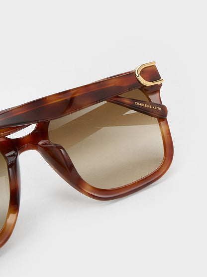 CHARLES & KEITH Essential / Gabine Tortoiseshell Oversized Butterfly Sunglasses - T. Shell