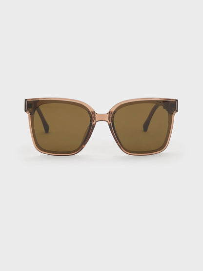 CHARLES & KEITH Trending / Brea Foldable Sunglasses - Chestnut Brown