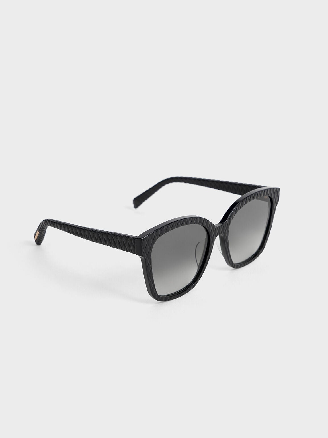 CHARLES & KEITH Exclusive / Leather Quilted Sunglasses - Black